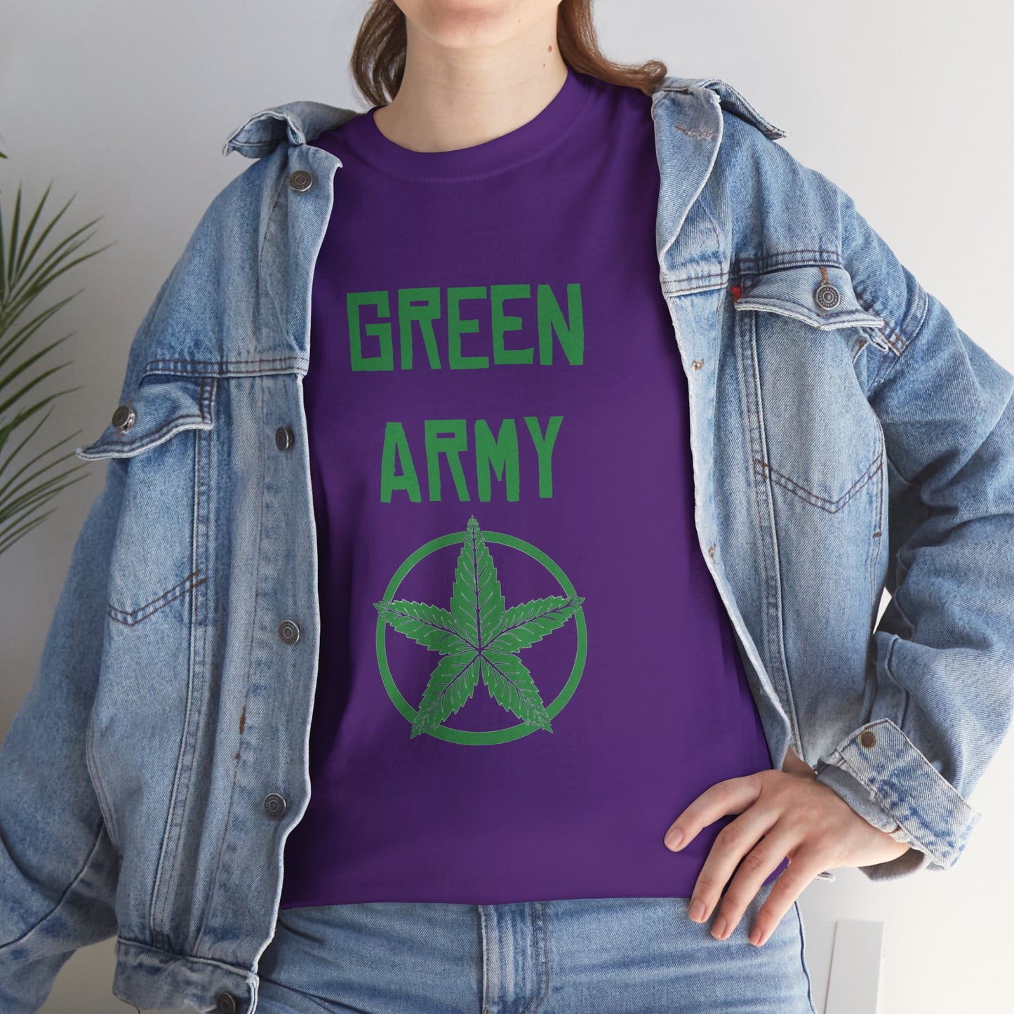 Green Army Star Leaf Unisex Heavy Cotton Tee