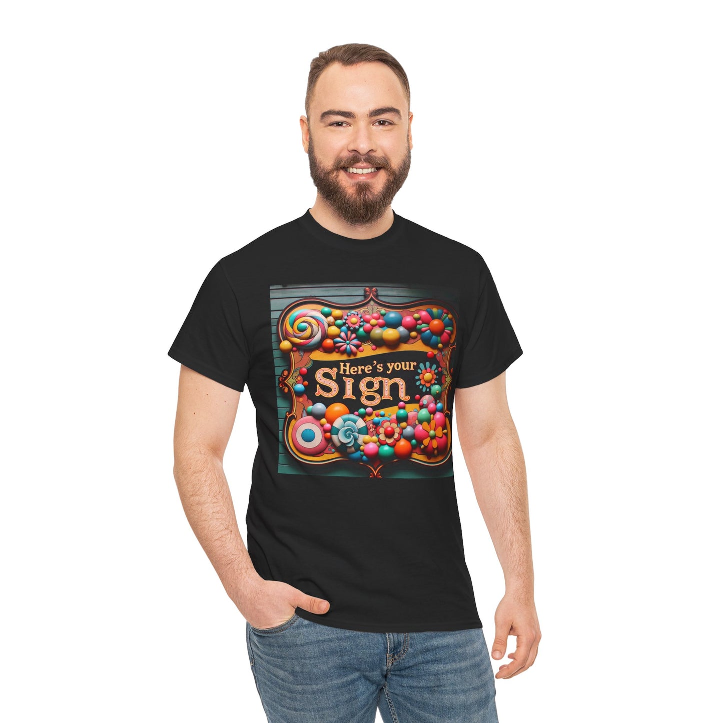 Here's Your Sign Unisex Heavy Cotton Tee - Fun and Colorful Graphic Tee for Everyday Wear