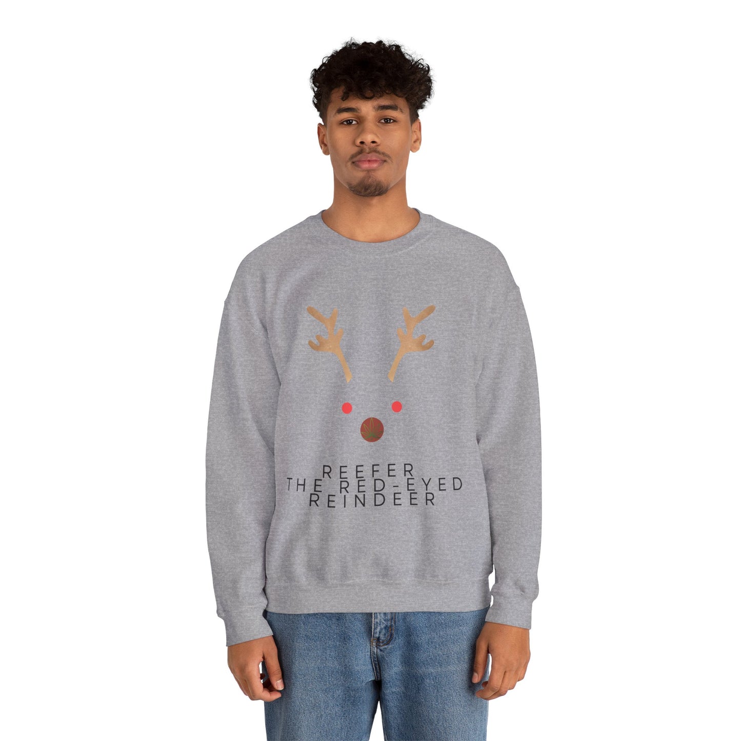 Red Eyed Reindeer Unisex Heavy Blend Crewneck Sweatshirt