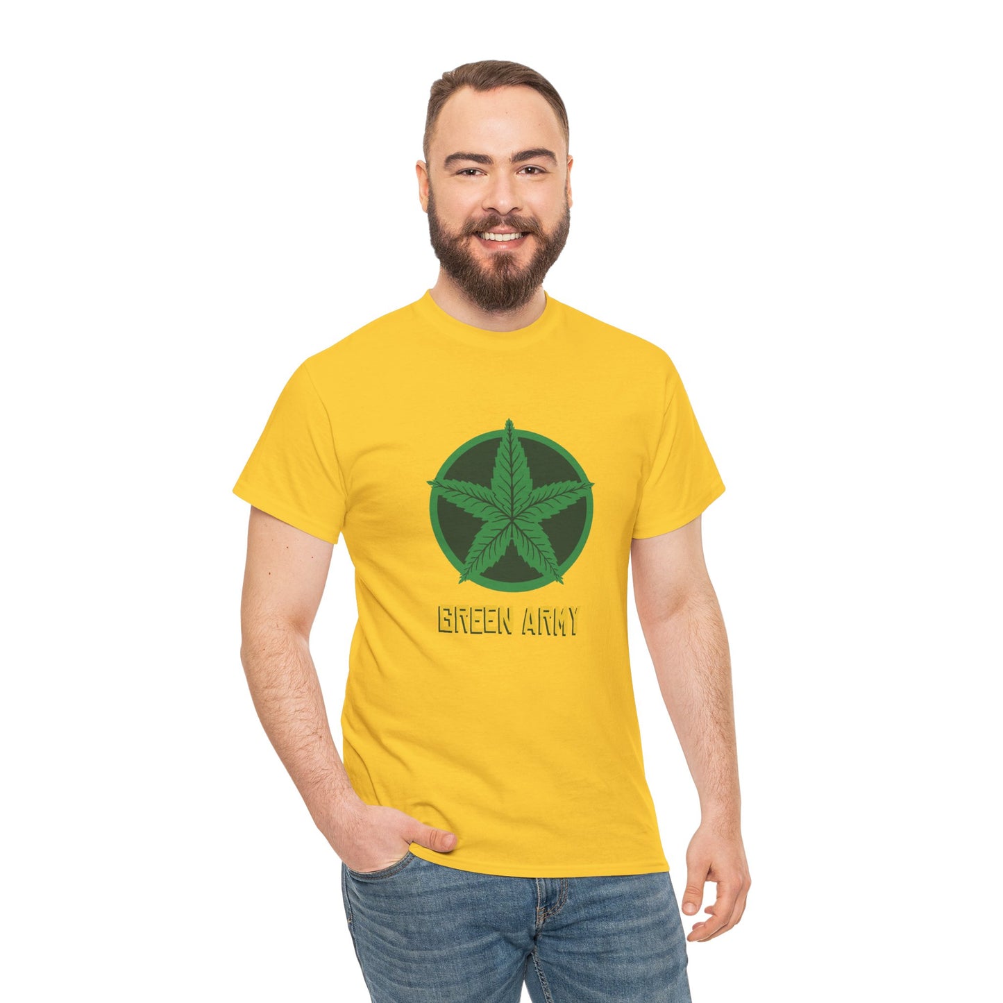 Green Army Star Logo Unisex Heavy Cotton Tee