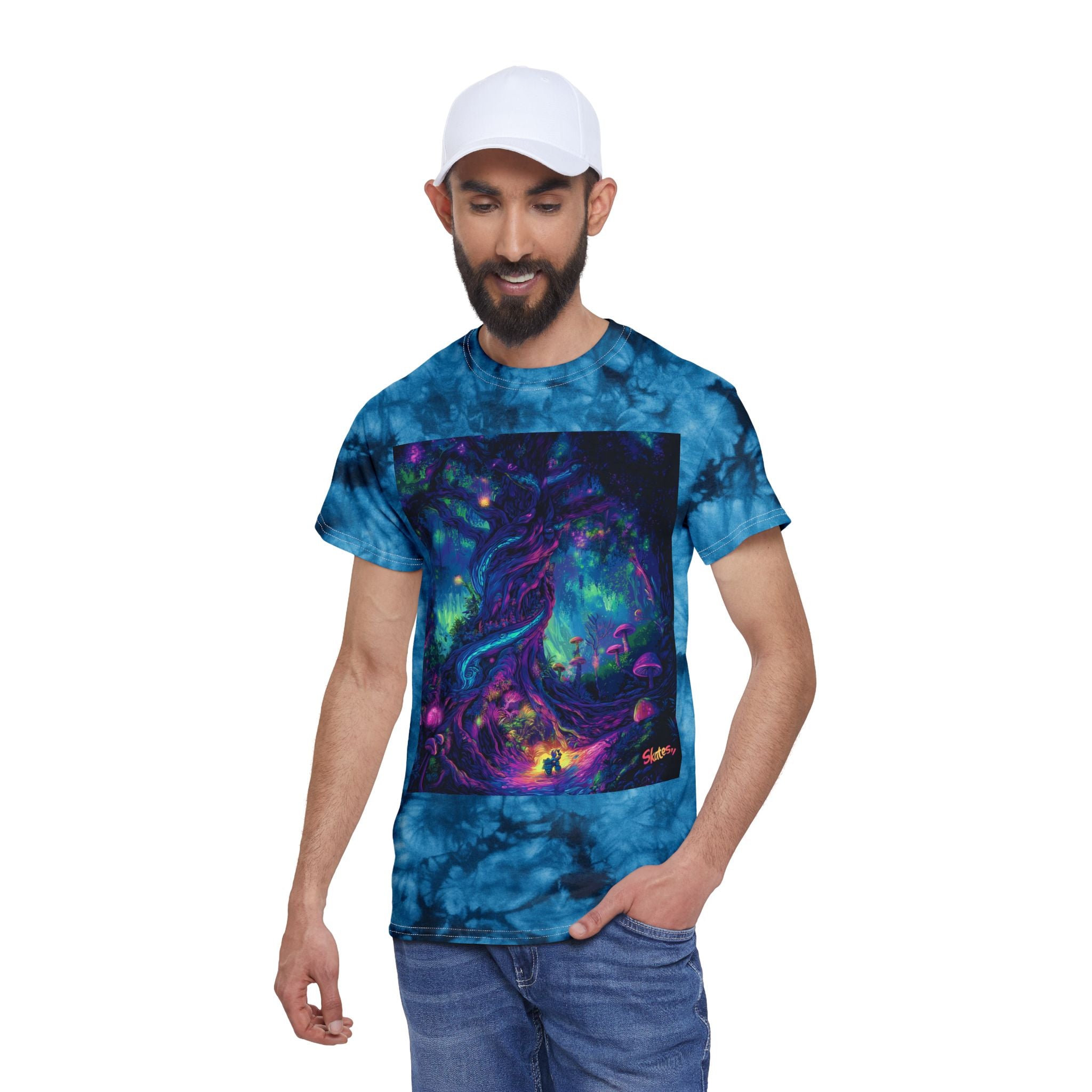 Skates Psychedelic Tree Tie-Dye Tee, Crystal