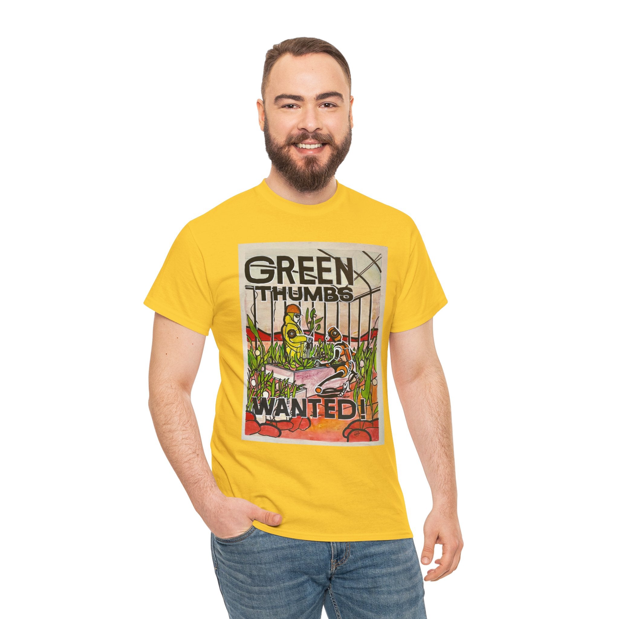 Martian Green Thumbs Unisex Heavy Cotton Tee