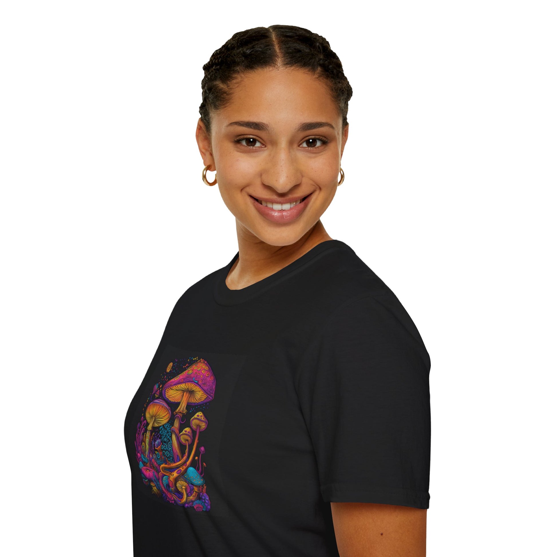 Black Mushrooms Unisex Softstyle T-Shirt