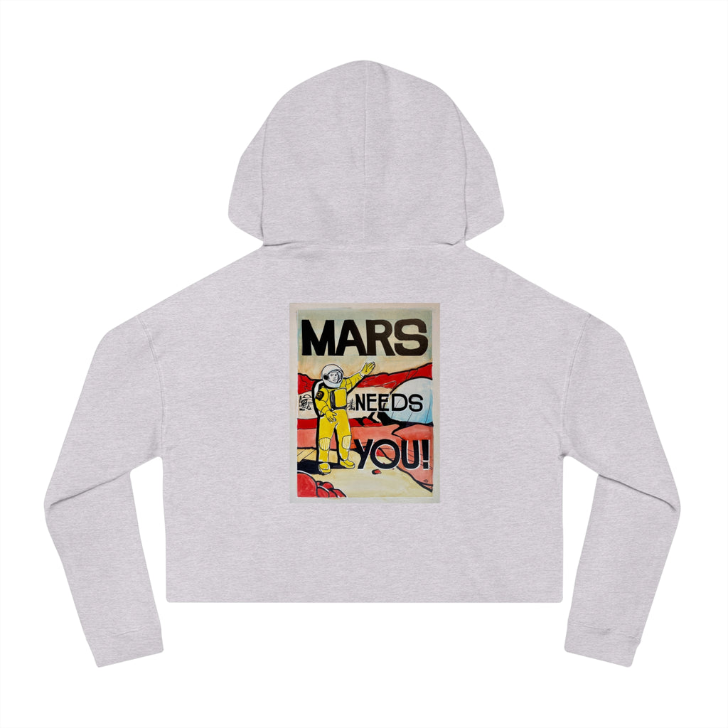 Mars Needs You Stylish Women’s Cropped Hooded Sweatshirt - 'Greetings From Maaz' & 'Mars Needs You' Design
