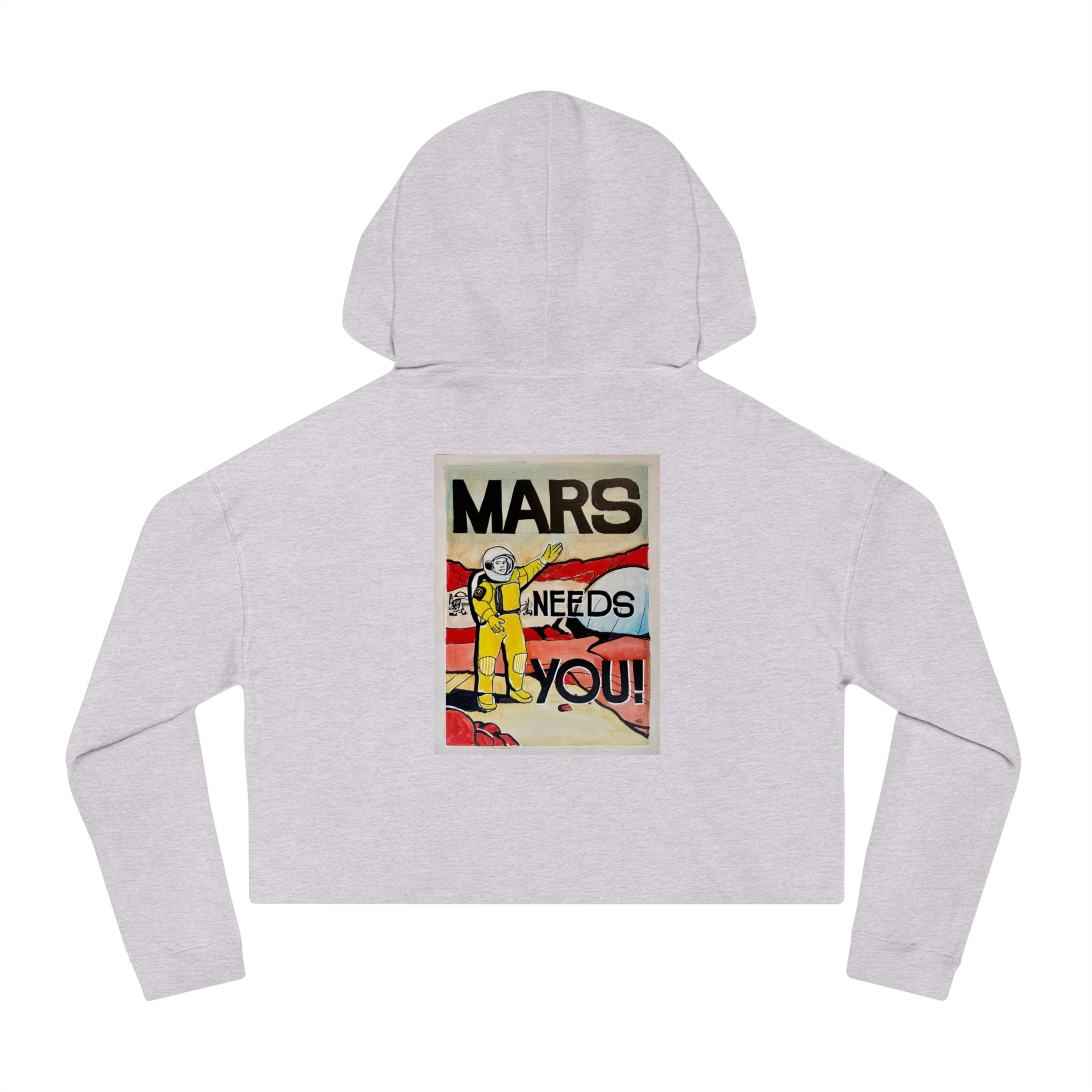 Mars Needs You Stylish Women’s Cropped Hooded Sweatshirt - 'Greetings From Maaz' & 'Mars Needs You' Design