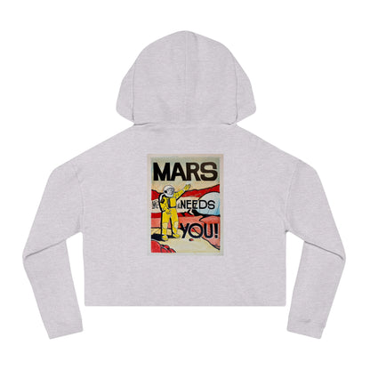 Mars Needs You Stylish Women’s Cropped Hooded Sweatshirt - 'Greetings From Maaz' & 'Mars Needs You' Design
