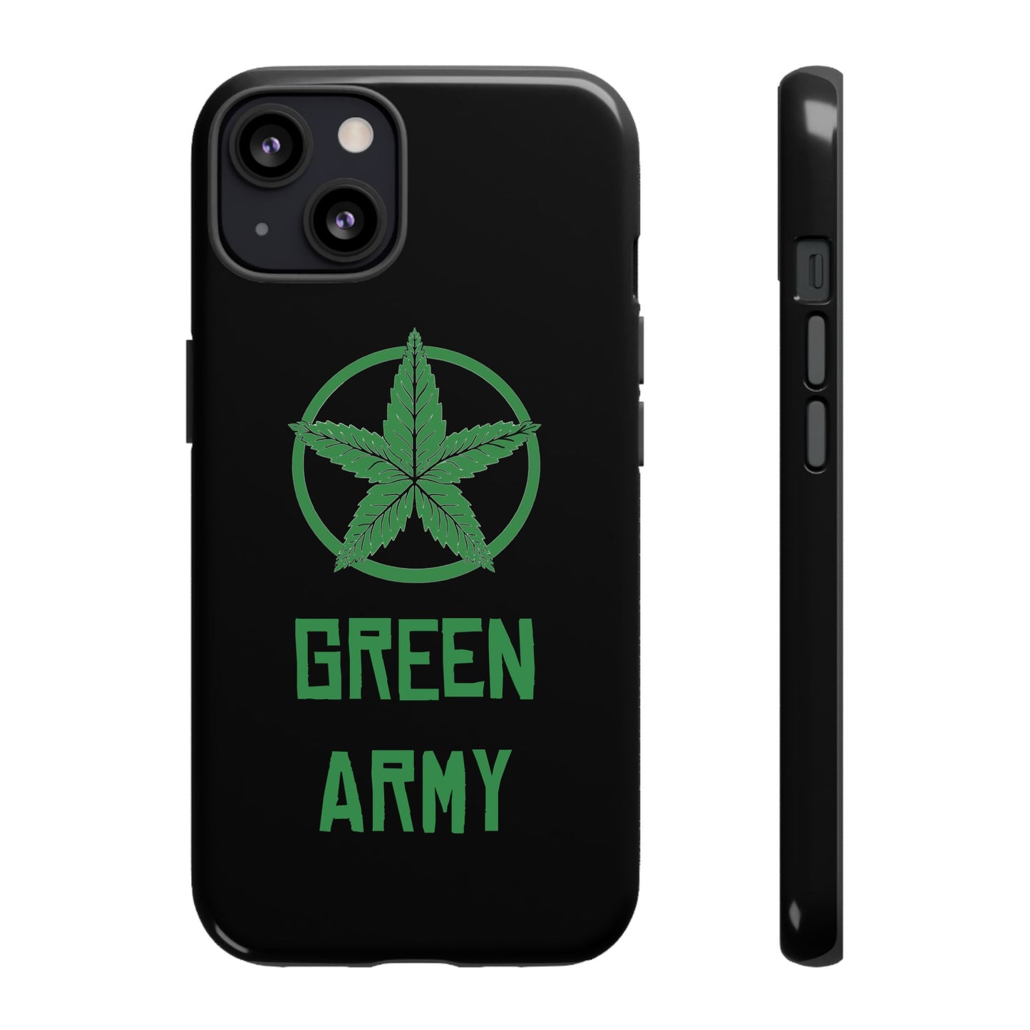 Black Full Green Army Star Leaf Tough Cases