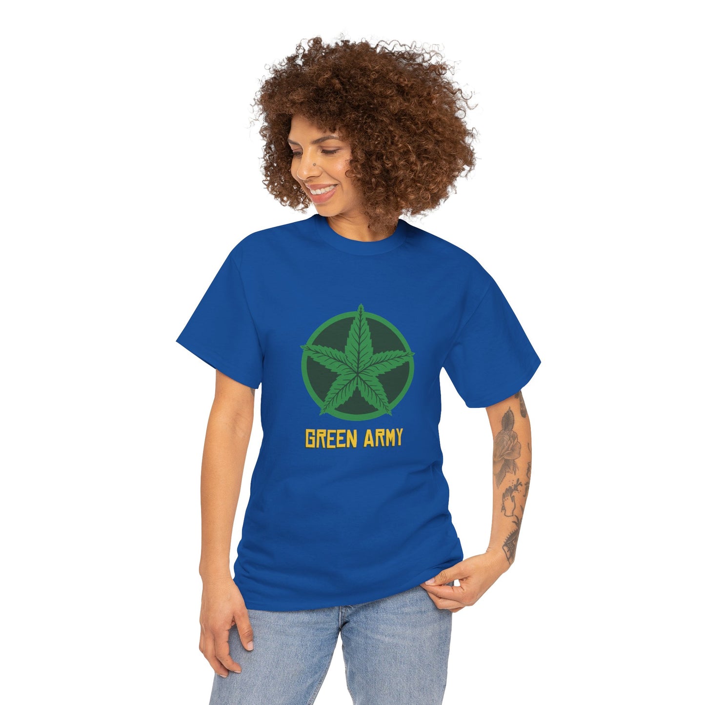 Green Army Star Logo Unisex Heavy Cotton Tee