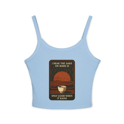 Sake on Mars Crop Tank — Retro Tea Cup Graphic