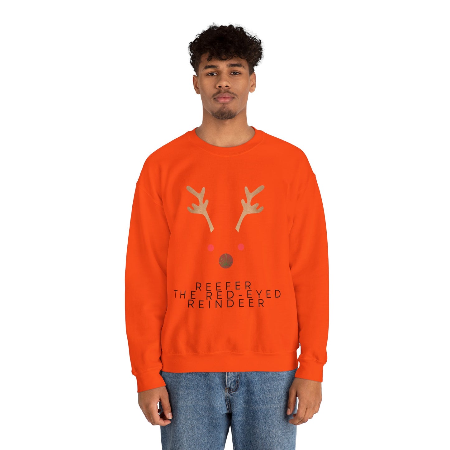 Red Eyed Reindeer Unisex Heavy Blend Crewneck Sweatshirt