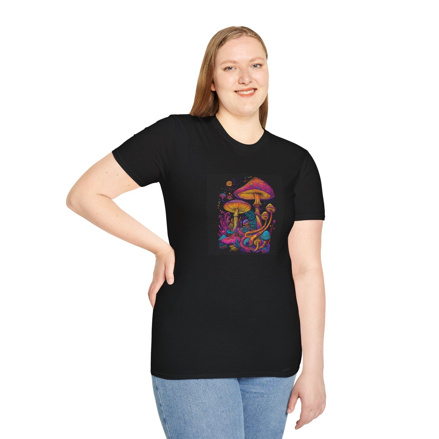 Black Mushrooms Unisex Softstyle T-Shirt