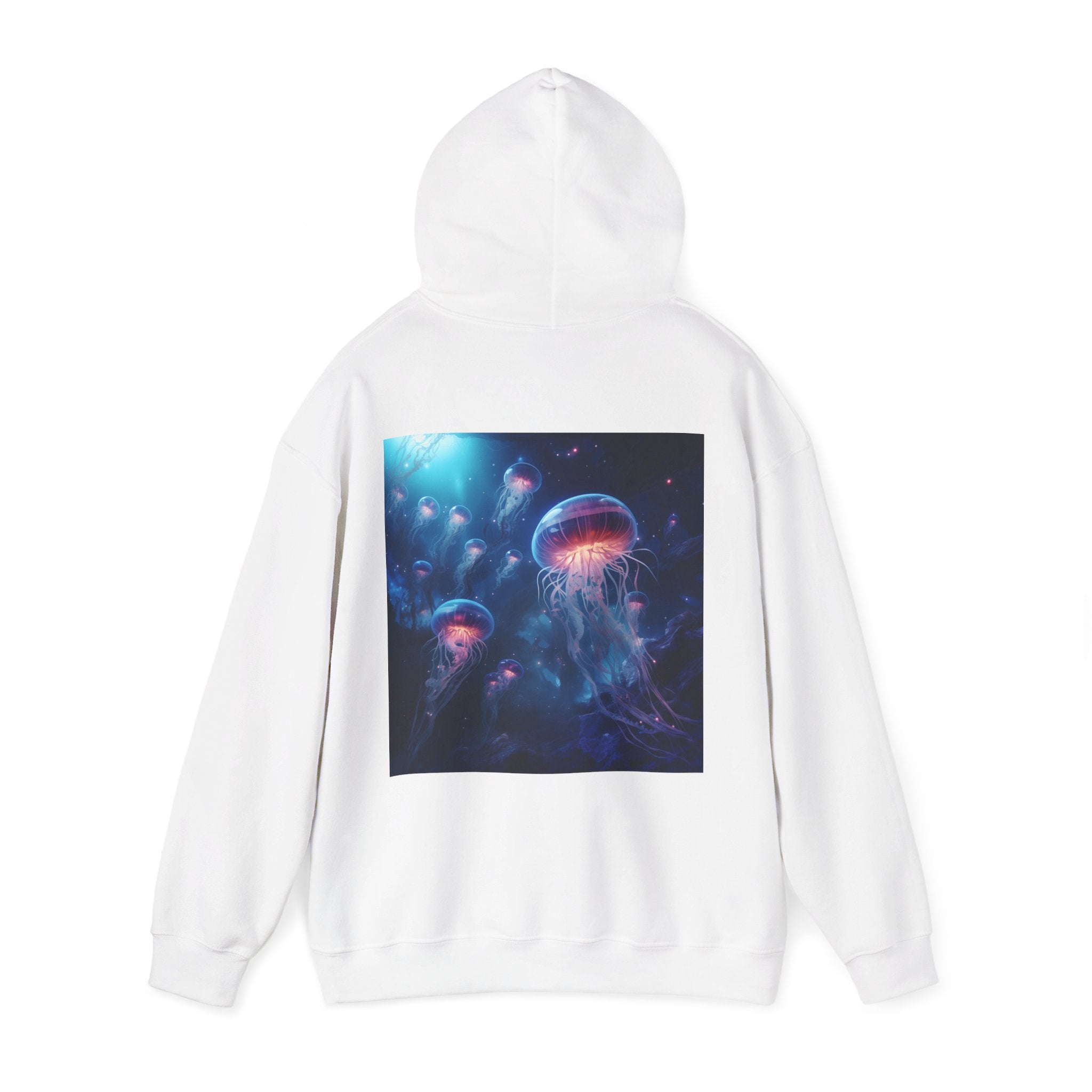 Jellyfish in Space Back Unisex Heavy Blend Hooded Sweatshirt