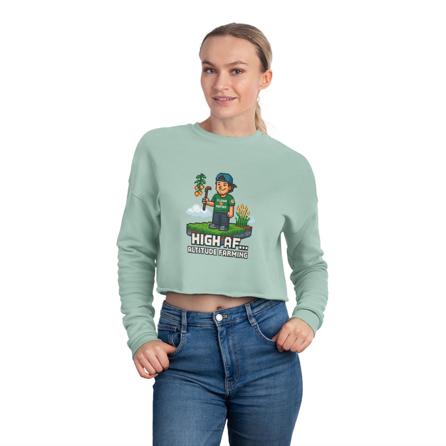 High AF Altitude Farming Women's Cropped Sweatshirt - Trendy Casual Wear for Eco-Conscious Lifestyle