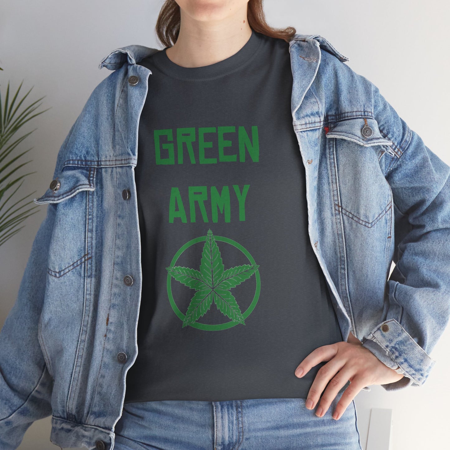 Green Army Star Leaf Unisex Heavy Cotton Tee