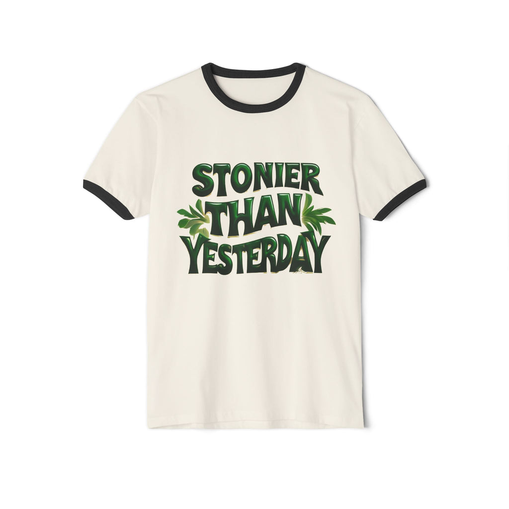 Stoner Vibes Unisex Cotton Ringer T-Shirt - 'Stonier Than Yesterday' Graphic Tee