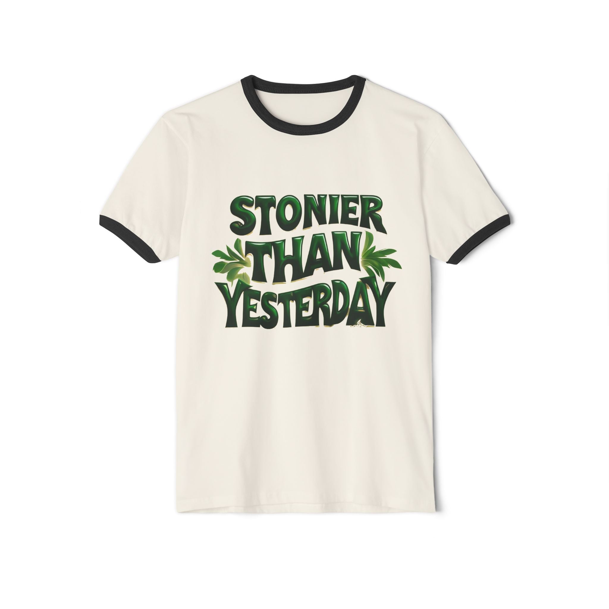 Stoner Vibes Unisex Cotton Ringer T-Shirt - 'Stonier Than Yesterday' Graphic Tee