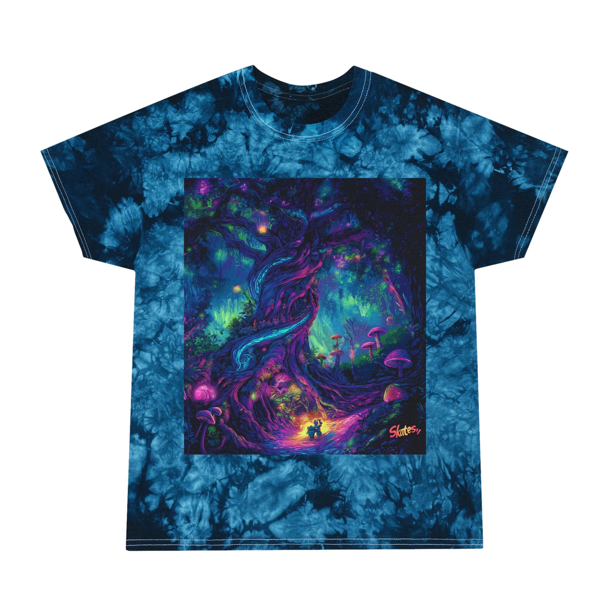 Skates Psychedelic Tree Tie-Dye Tee, Crystal