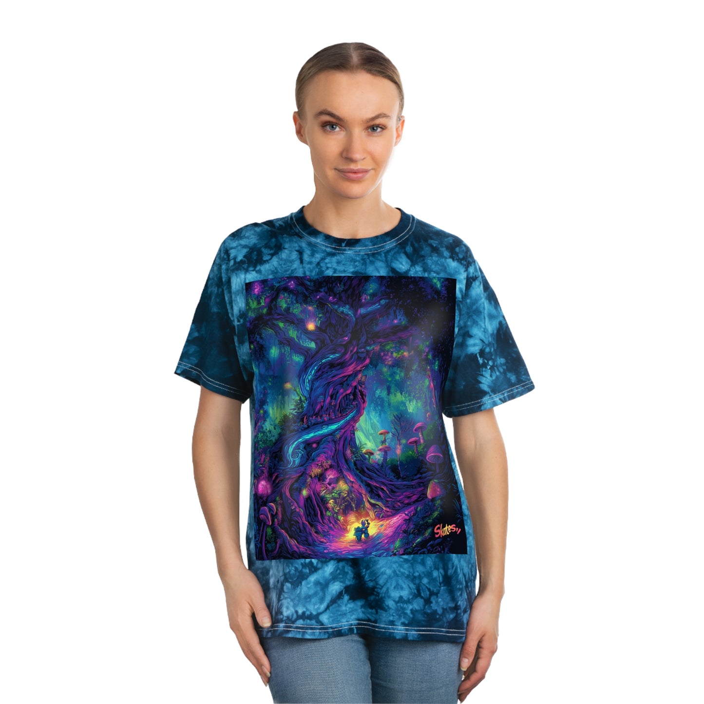 Skates Tree Tie-Dye Tee, Crystal