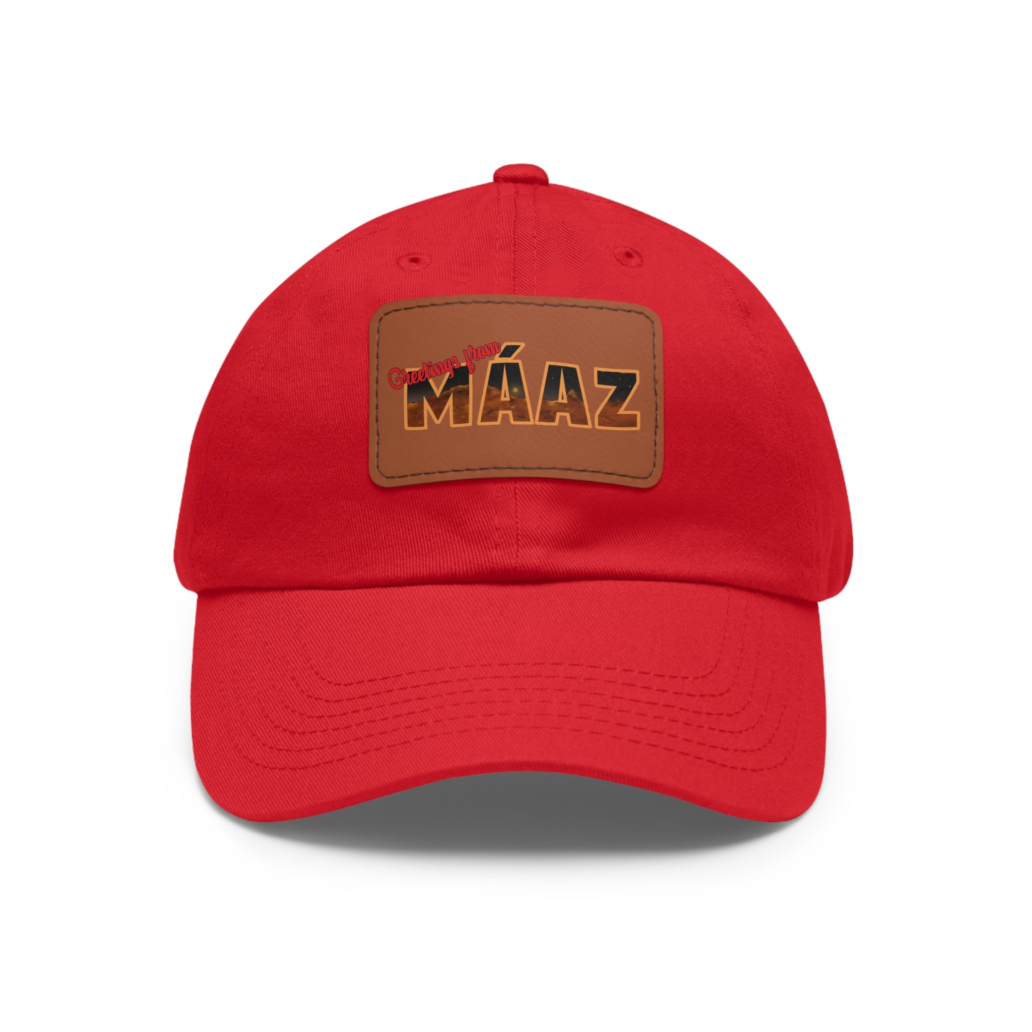 Greetings from Máaz Dad Hat with Leather Patch (Rectangle)