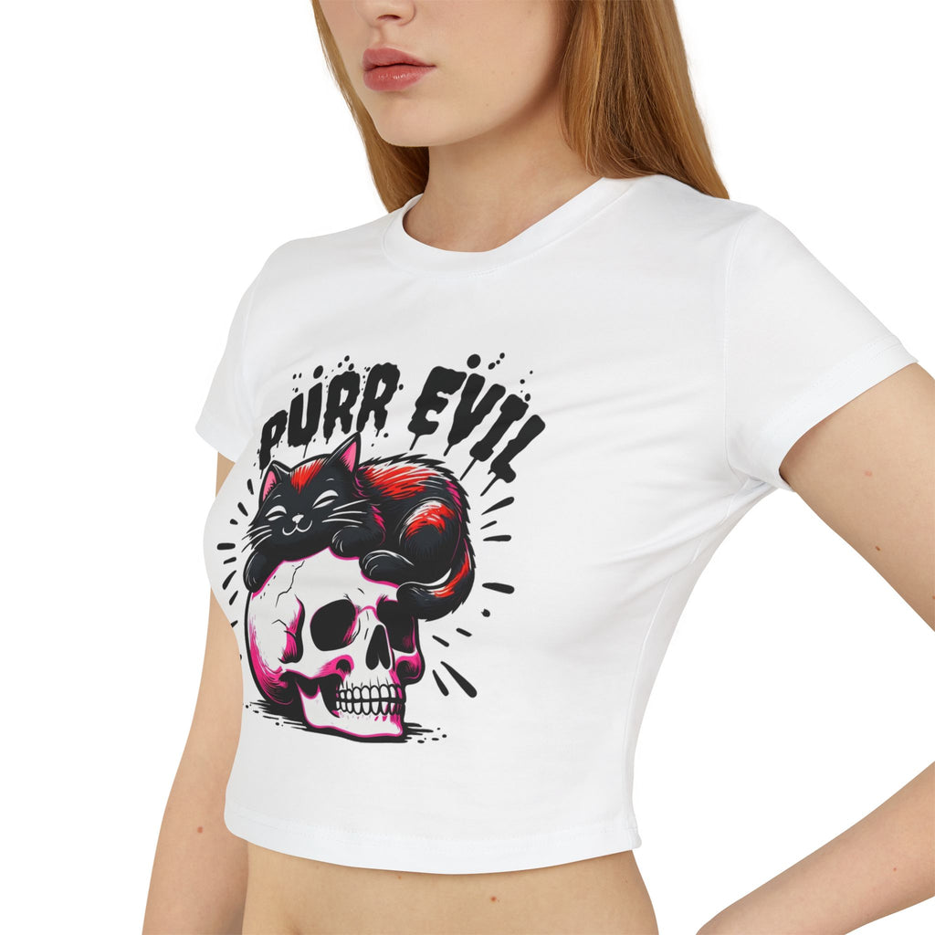 Purr Evil Women's Baby Tee - Cute Cat Graphic Tee