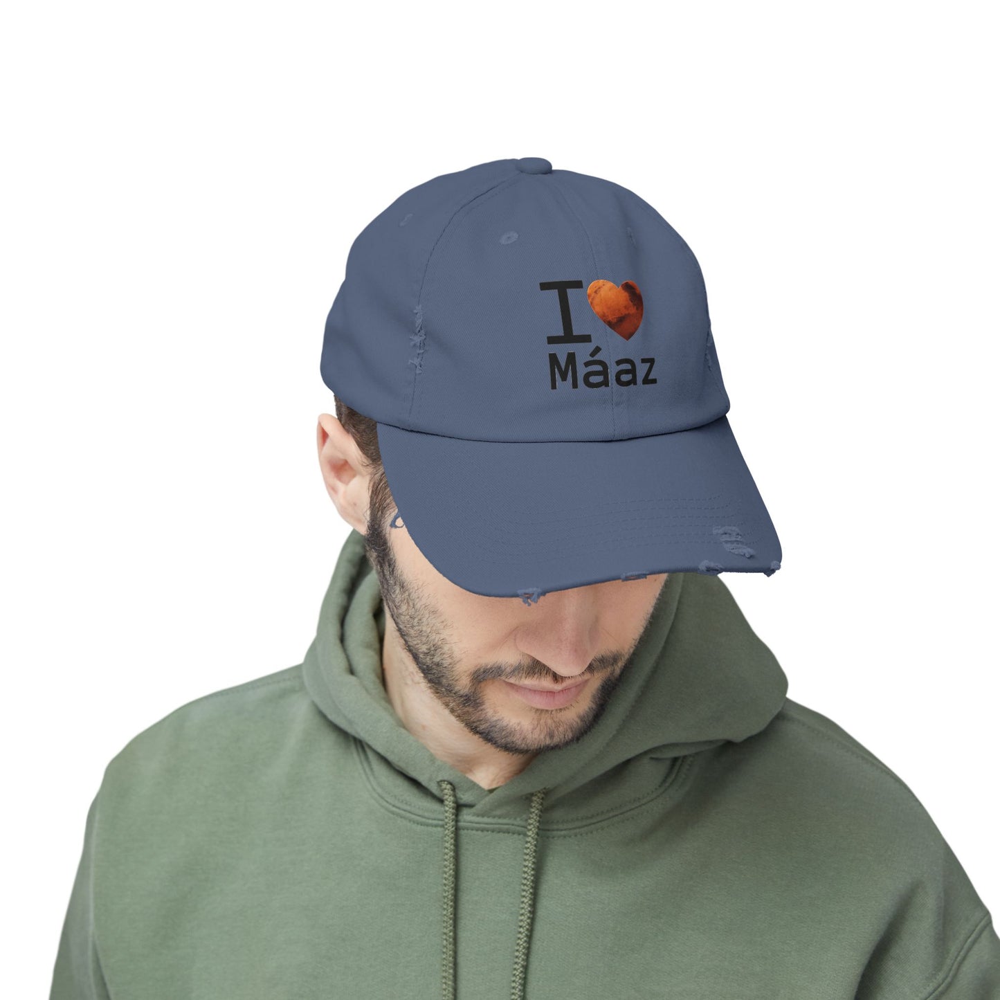 I Love Mars Unisex Distressed Cap