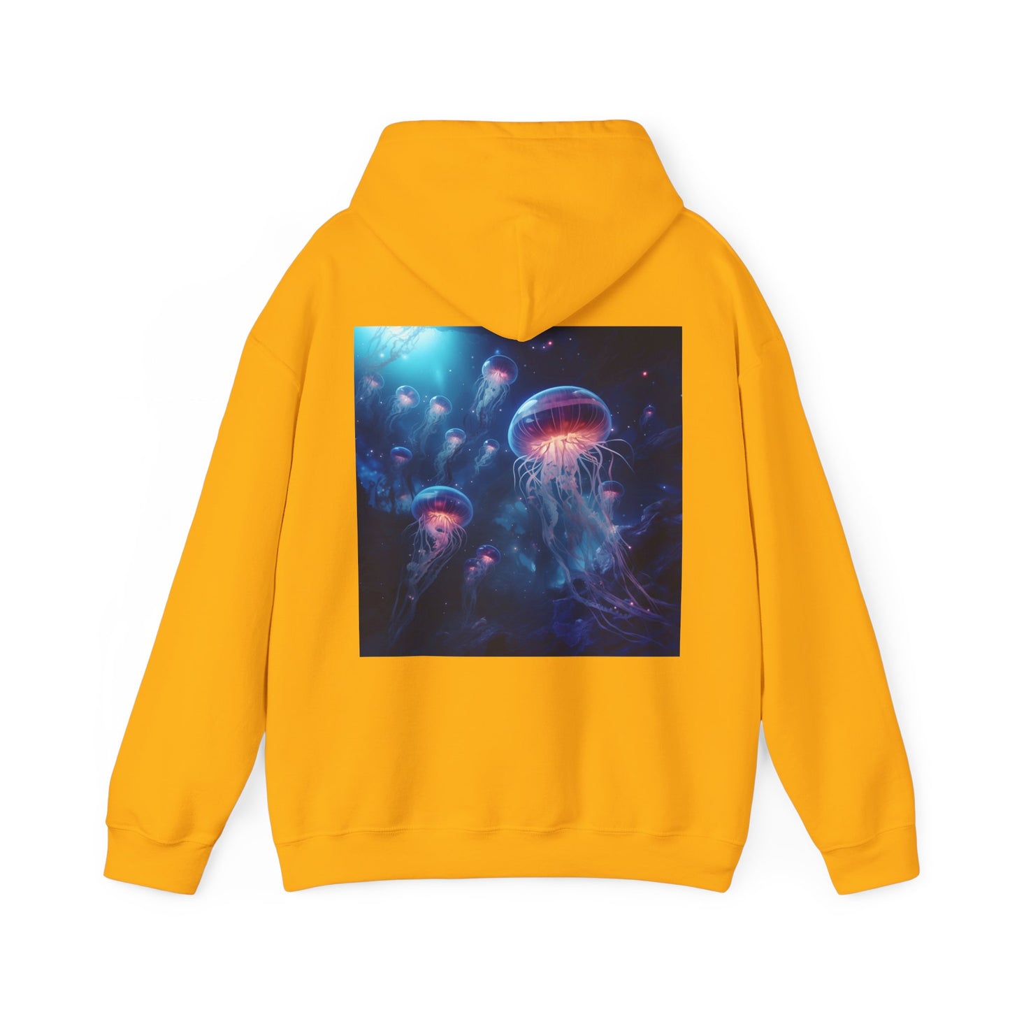 Jellyfish in Space Back Unisex Heavy Blend Hooded Sweatshirt