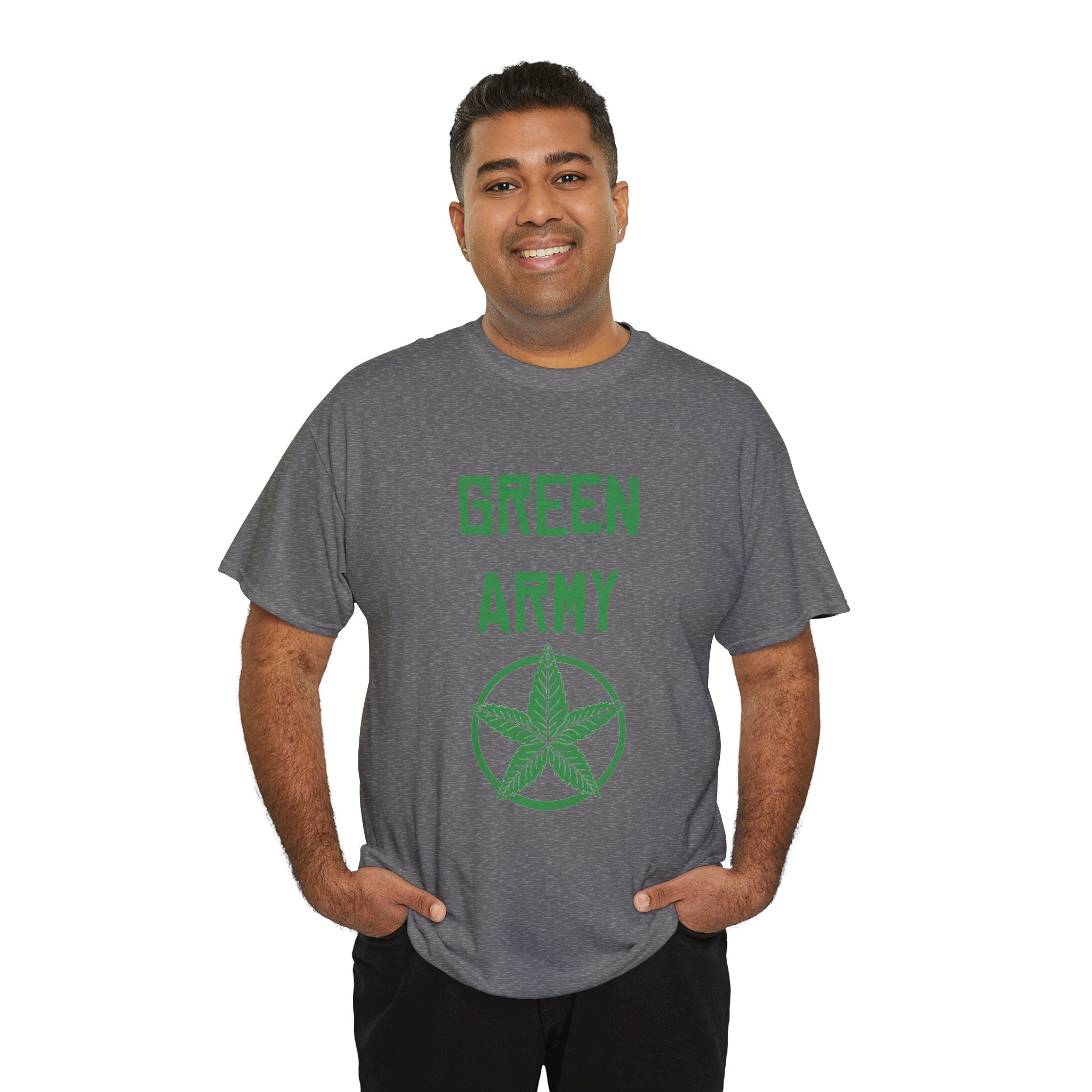 Green Army Star Leaf Unisex Heavy Cotton Tee