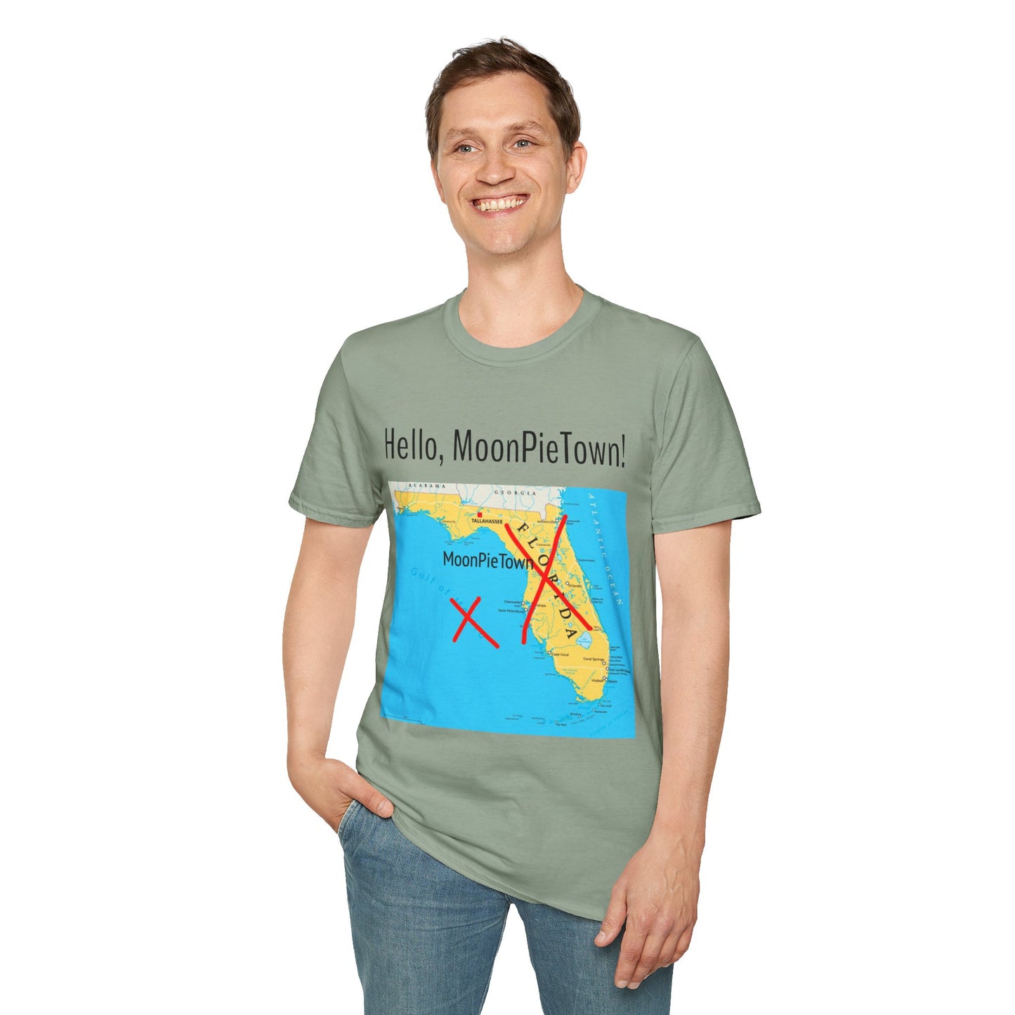 Hello MoonPieTown Unisex T-Shirt - Fun Florida Map Design