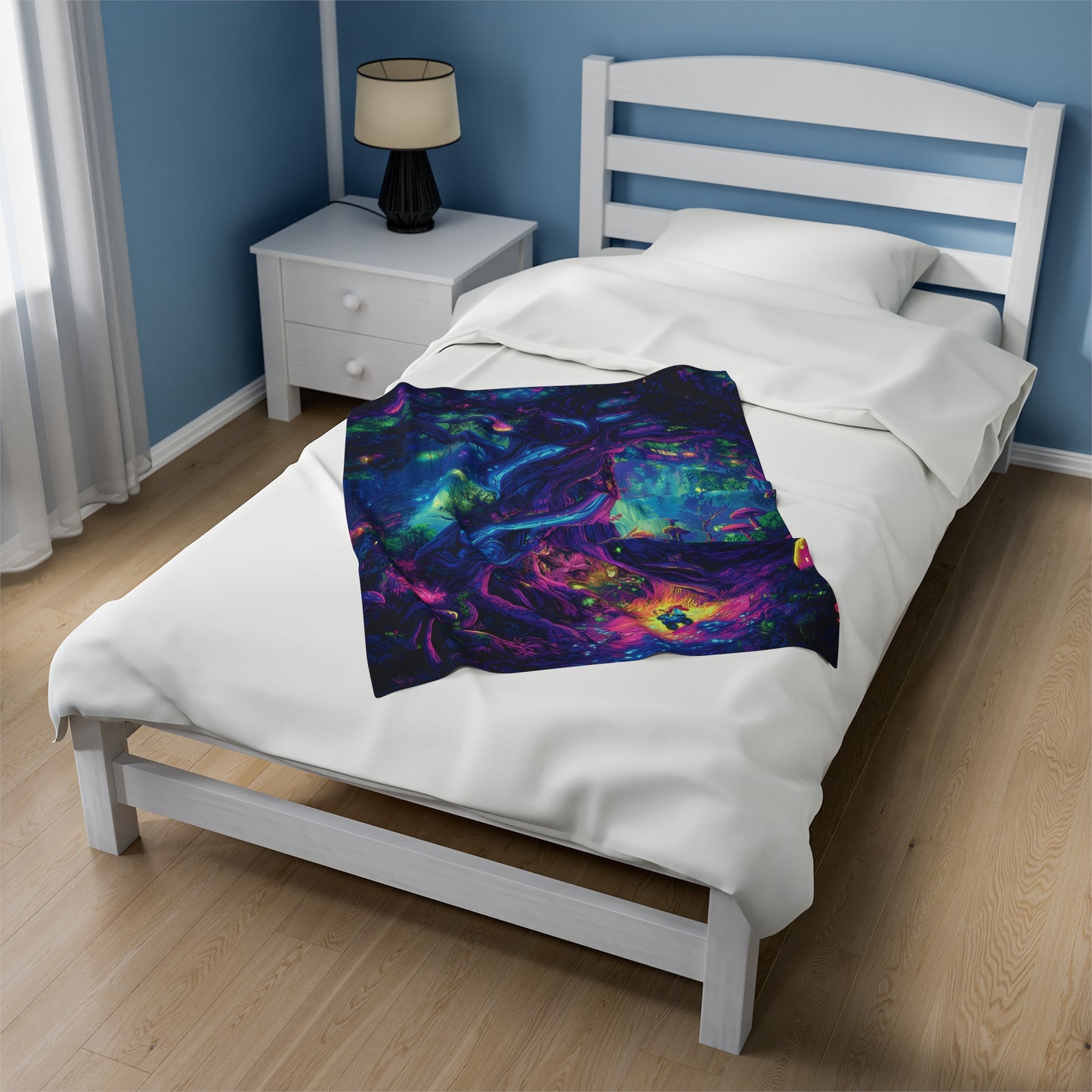 Psychedelic Trees Velveteen Plush Blanket