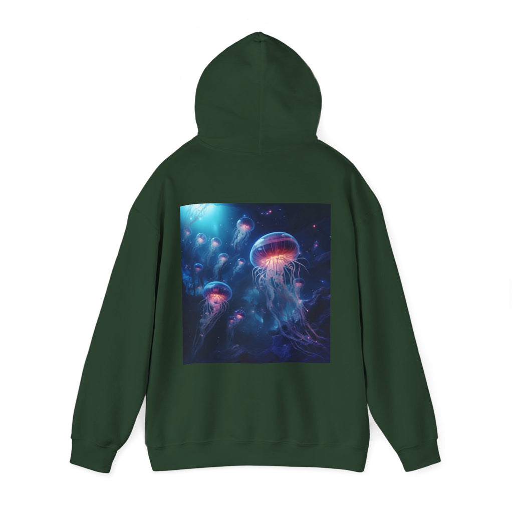 Jellyfish in Space Back Unisex Heavy Blend Hooded Sweatshirt