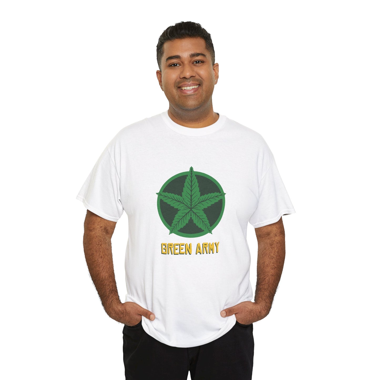 Green Army Star Logo Unisex Heavy Cotton Tee