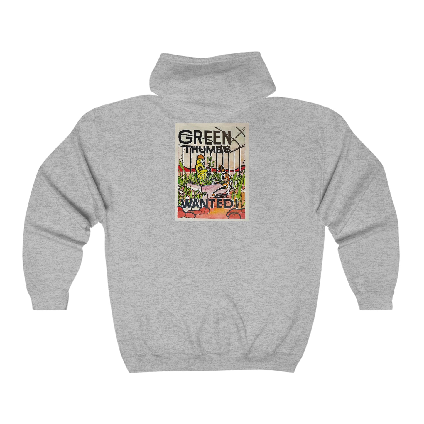 Martian Green Thumbs Unisex Heavy Blend Full Zip Hooded Sweatshirt