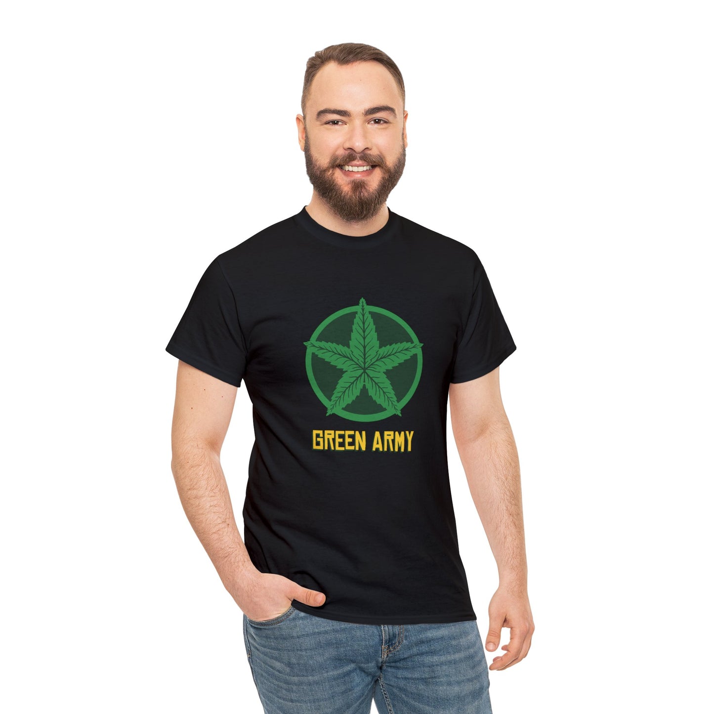 Green Army Star Logo Unisex Heavy Cotton Tee