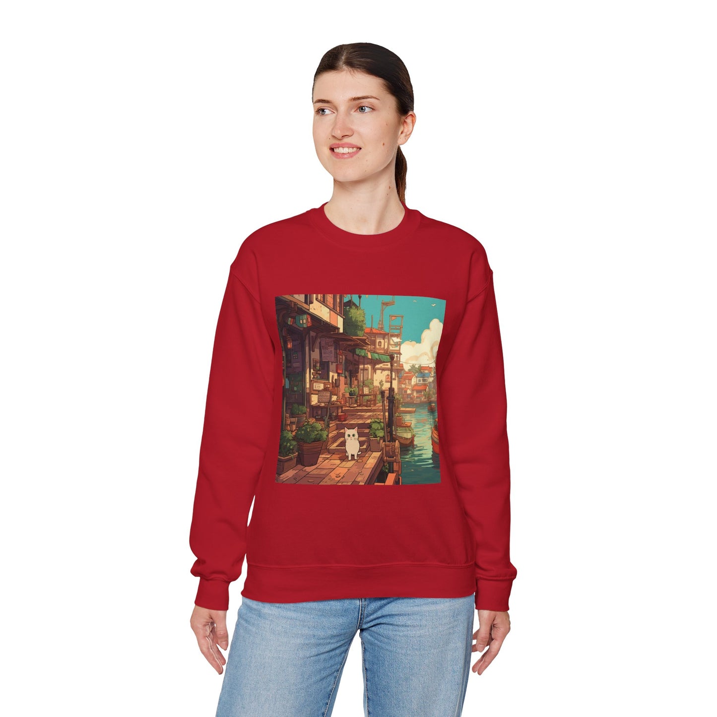 Studio Ghibli Style Cat Unisex Heavy Blend Crewneck Sweatshirt