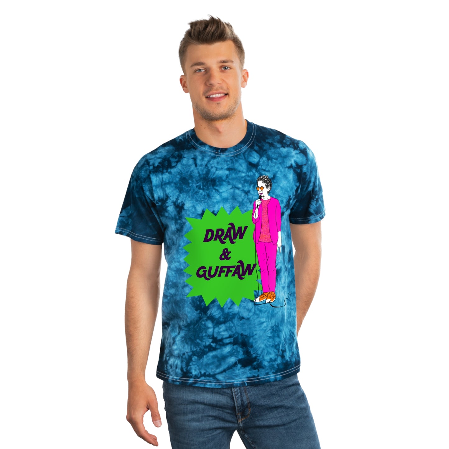 Draw and Guffaw Tie-Dye Tee, Crystal