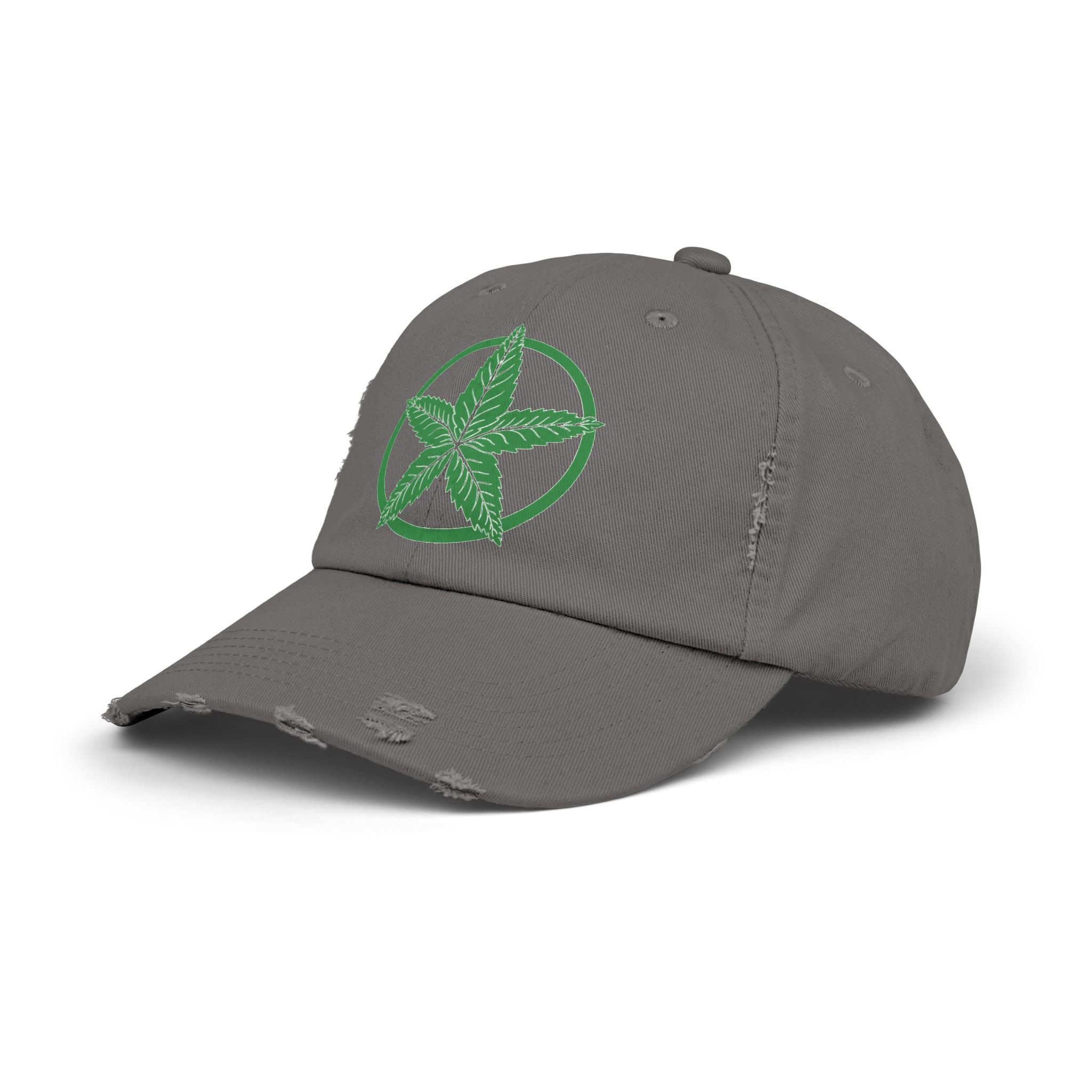 Green Army Leaf Unisex Distressed Cap