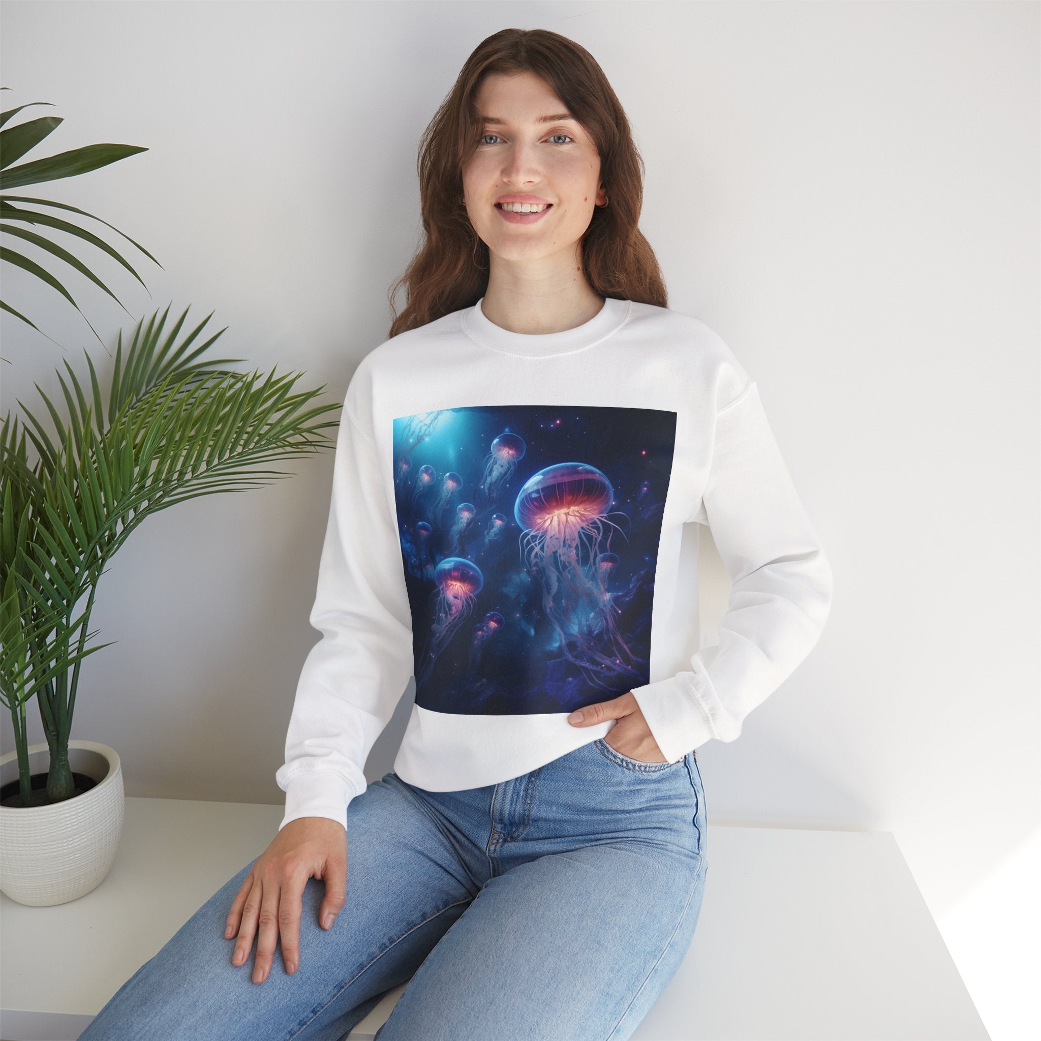 Jellyfish in Space Unisex Heavy Blend Crewneck Sweatshirt