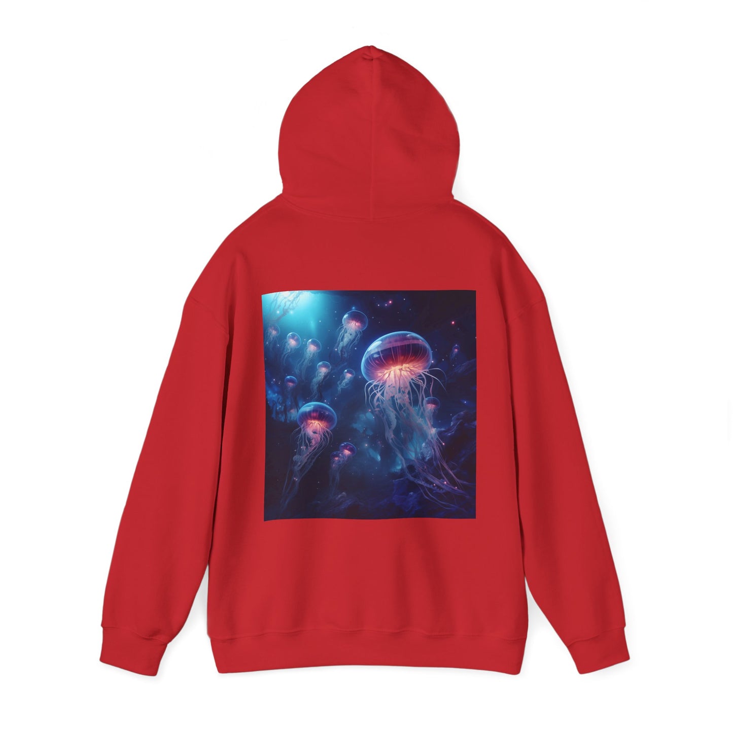 Jellyfish in Space Back Unisex Heavy Blend Hooded Sweatshirt