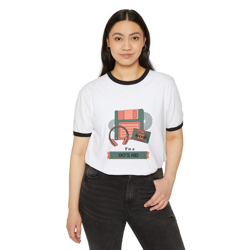 90's Kid Unisex Cotton Ringer T-Shirt - Retro Style Tee for Nostalgic Vibes
