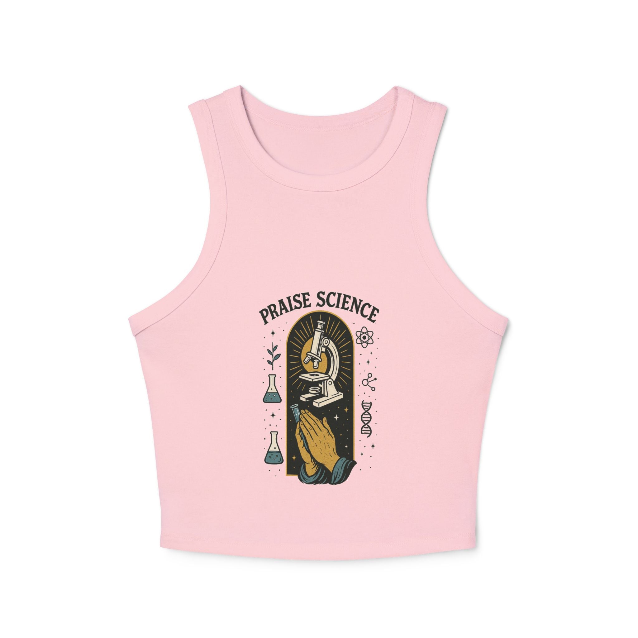 Praise Science Women's Micro Rib Racer Tank Top - Cute Casual Science Tee for STEM Lovers