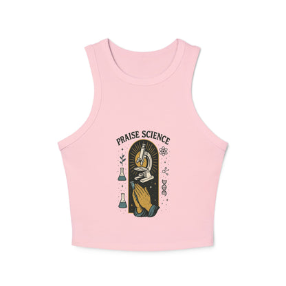 Praise Science Women's Micro Rib Racer Tank Top - Cute Casual Science Tee for STEM Lovers