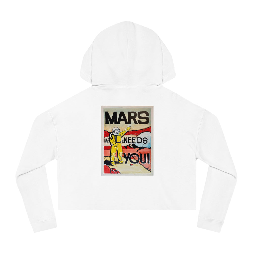 Mars Needs You Stylish Women’s Cropped Hooded Sweatshirt - 'Greetings From Maaz' & 'Mars Needs You' Design