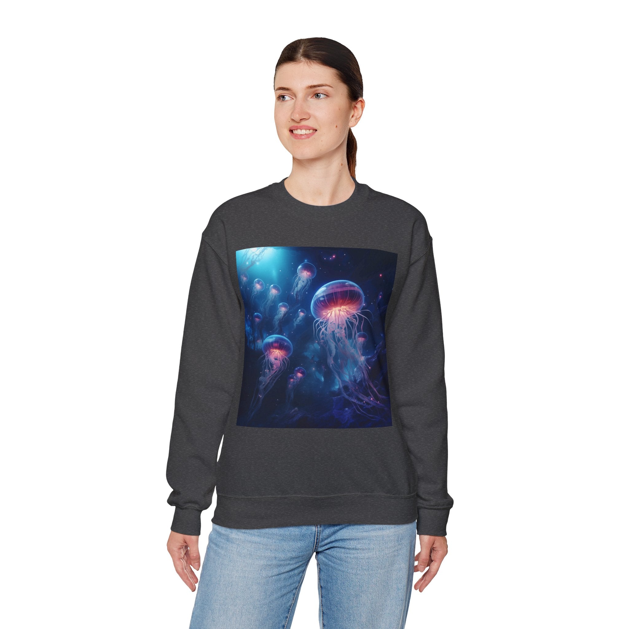 Jellyfish in Space Unisex Heavy Blend Crewneck Sweatshirt