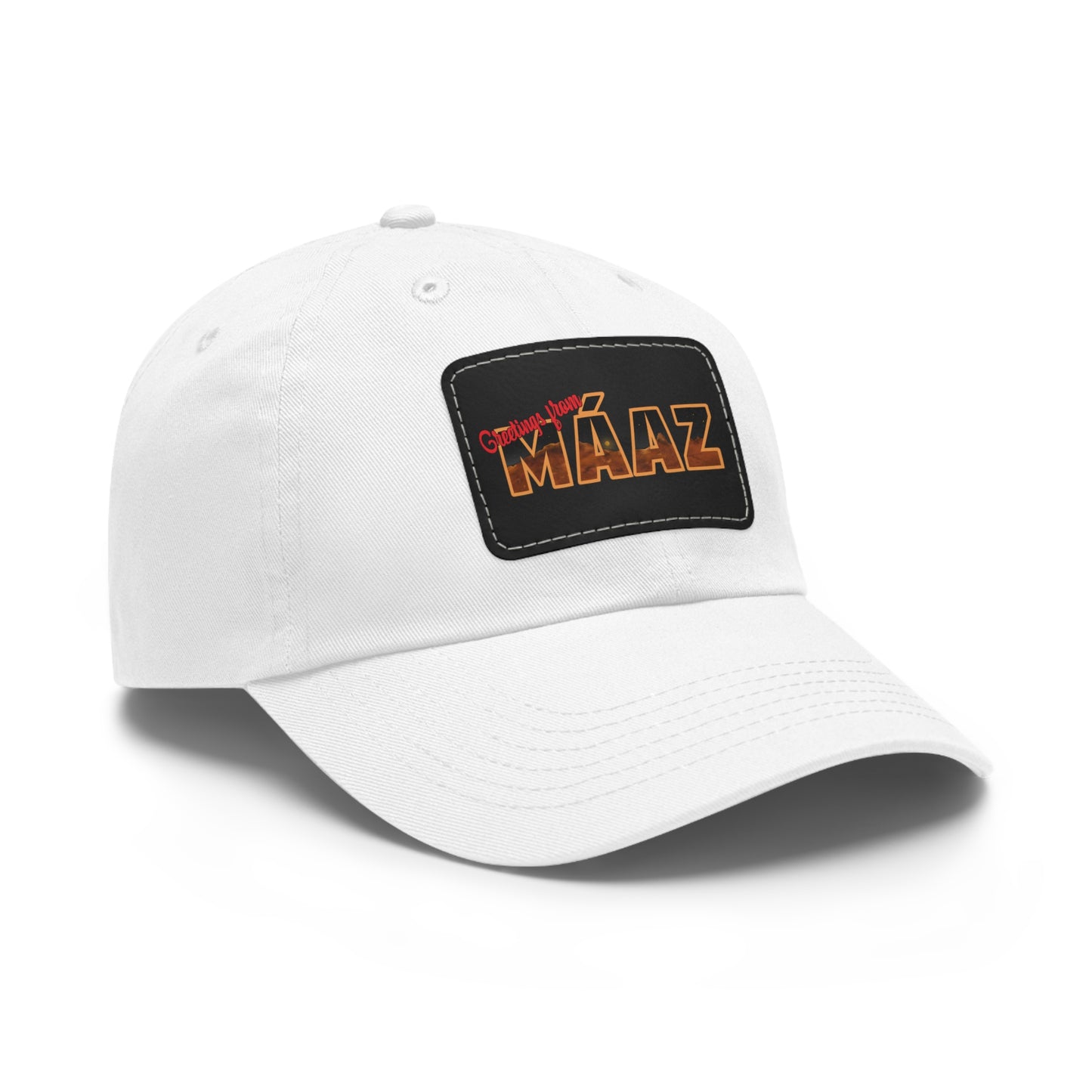 Greetings from Máaz Dad Hat with Leather Patch (Rectangle)