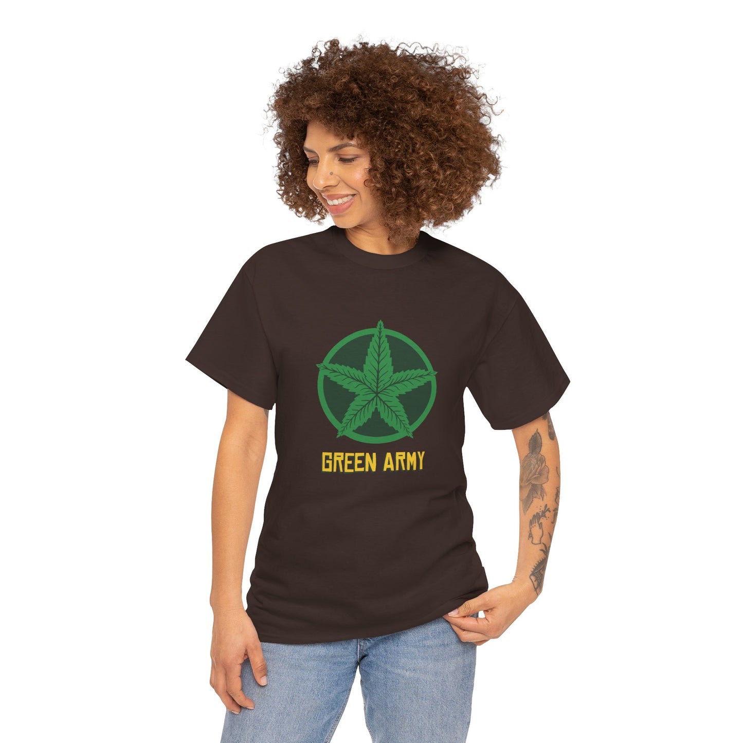 Green Army Star Logo Unisex Heavy Cotton Tee