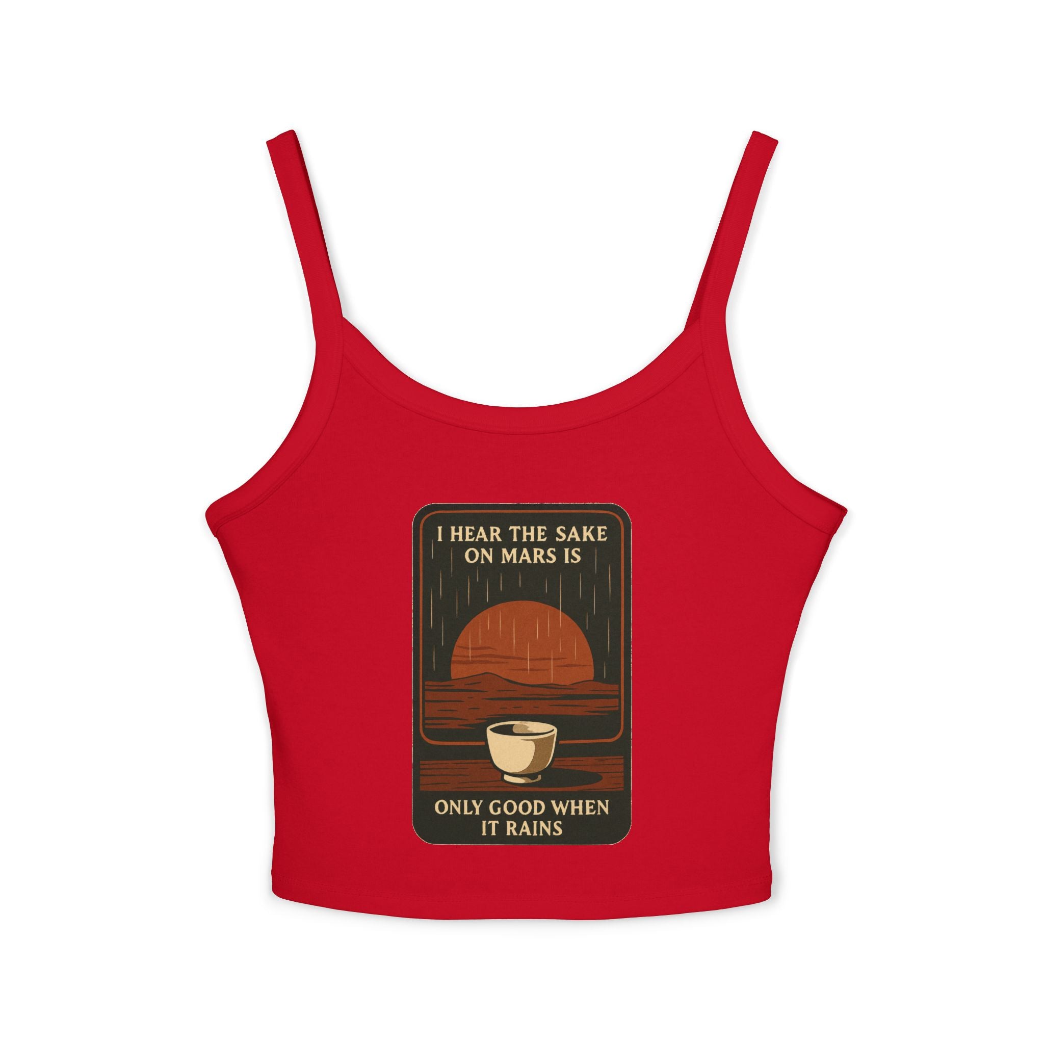 Sake on Mars Crop Tank — Retro Tea Cup Graphic