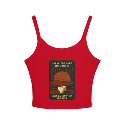 Sake on Mars Crop Tank — Retro Tea Cup Graphic