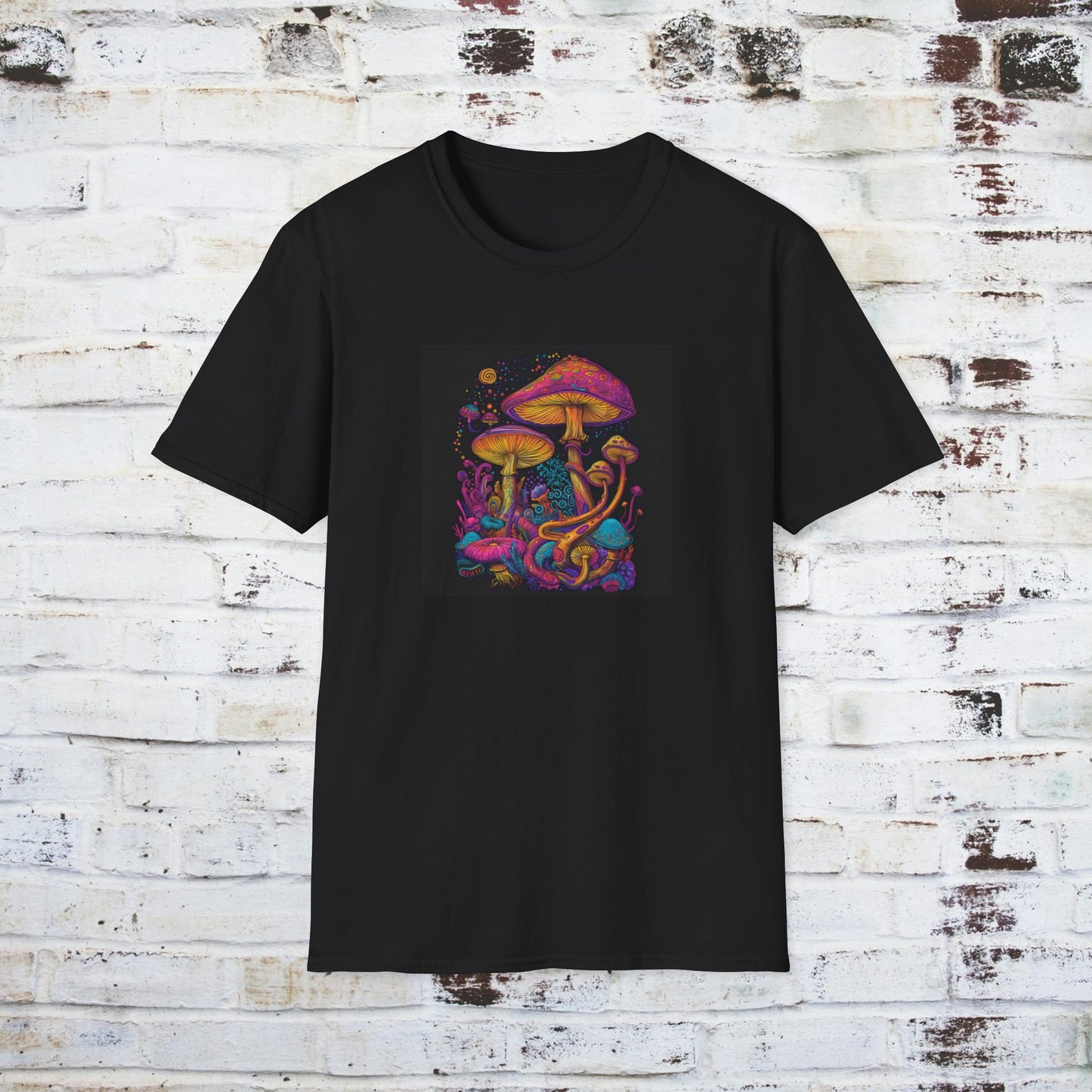 Black Mushrooms Unisex Softstyle T-Shirt