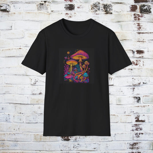 Black Mushrooms Unisex Softstyle T-Shirt