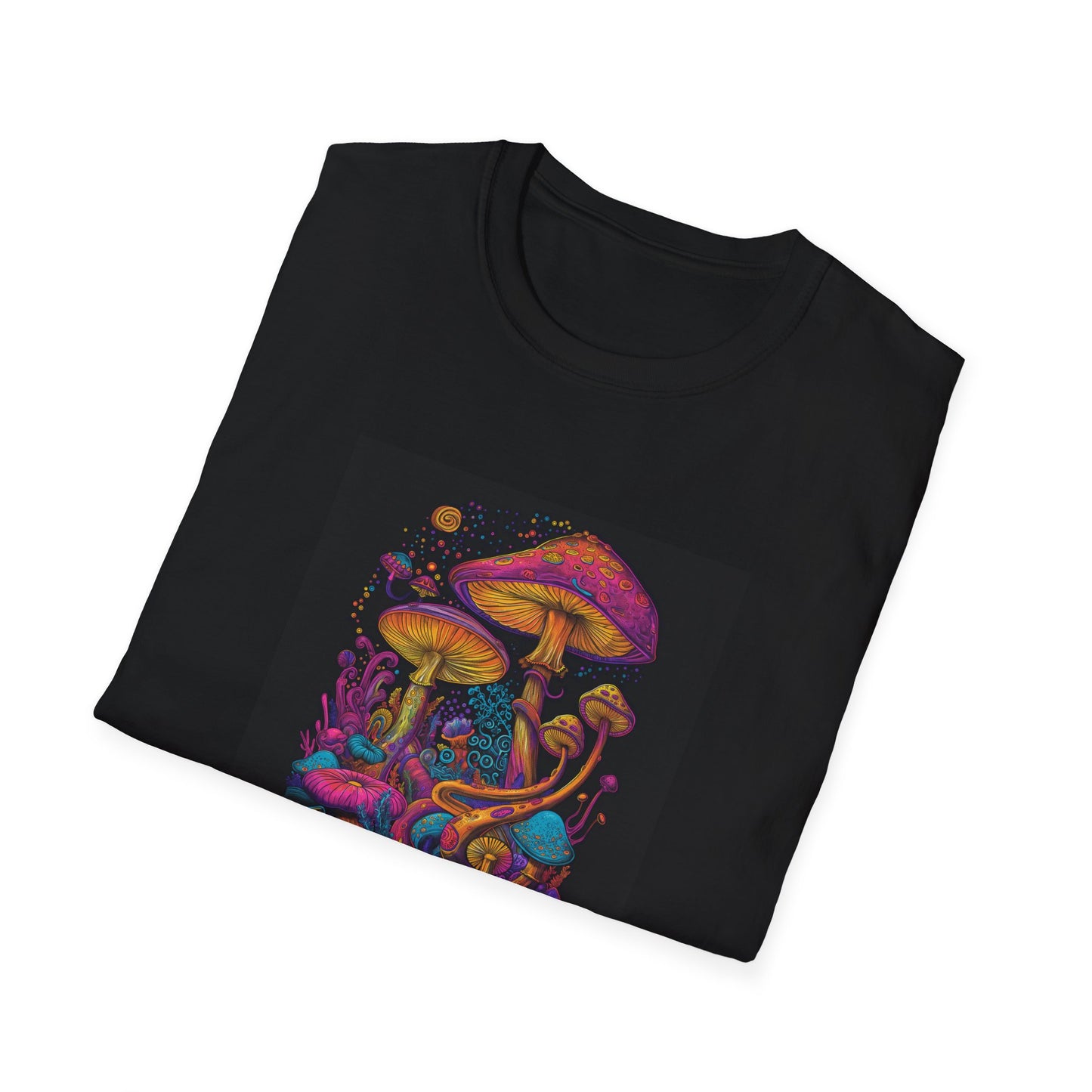 Black Mushrooms Unisex Softstyle T-Shirt